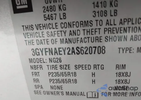 2010 Cadillac Srx Luxury Collection z USA, uszkodzony, nr VIN 3GYFNAEY2AS620708